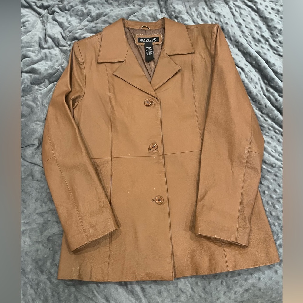 Vintage Caramel Color Leather Blazer